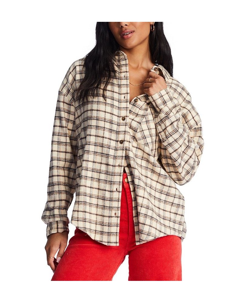 Juniors' Easy Breezy Flannel Top White $24.95 Tops