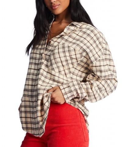 Juniors' Easy Breezy Flannel Top White $24.95 Tops