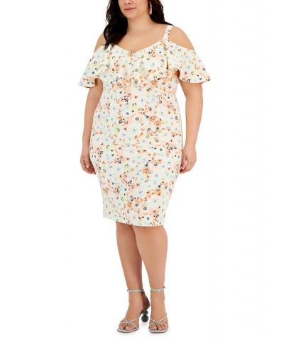 Plus Size Marcella Floral-Print Cold-Shoulder Dress Light Abstract Floral $34.78 Dresses