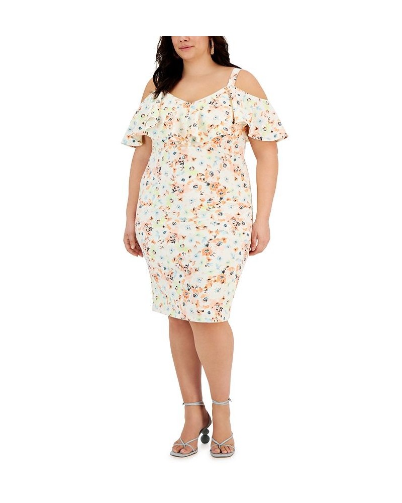 Plus Size Marcella Floral-Print Cold-Shoulder Dress Light Abstract Floral $34.78 Dresses