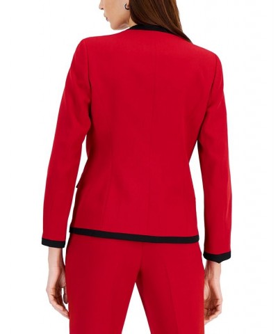 Petite Framed Open-Front Knit Jacket Fire Red/black $41.70 Jackets