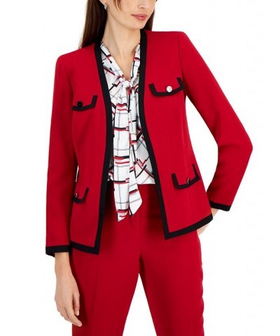 Petite Framed Open-Front Knit Jacket Fire Red/black $41.70 Jackets