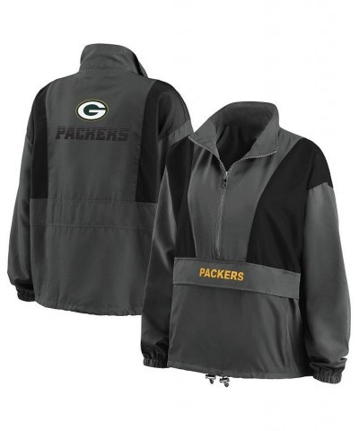 Women's Charcoal Green Bay Packers Popover Packable Half-Zip Jacket Charcoal $49.50 Jackets