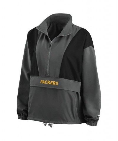 Women's Charcoal Green Bay Packers Popover Packable Half-Zip Jacket Charcoal $49.50 Jackets