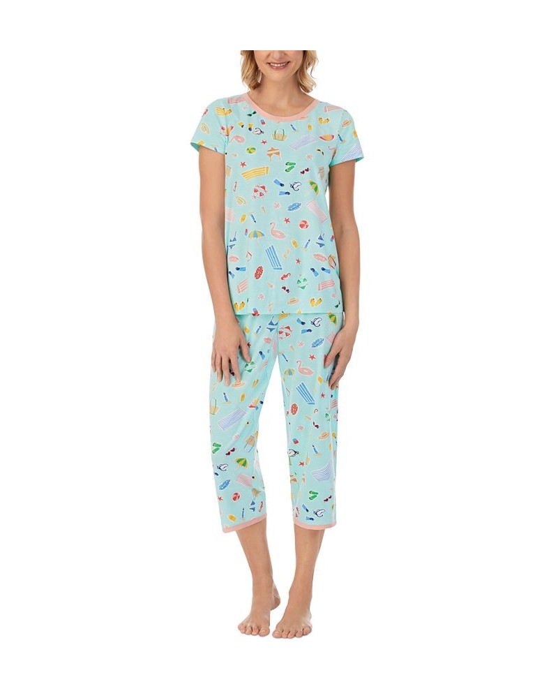 Women's Cropped 2-Pc. Mommy & Me Matching Pajama Set Aqua/prt $31.02 Sleepwear