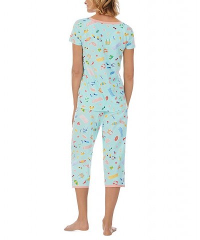 Women's Cropped 2-Pc. Mommy & Me Matching Pajama Set Aqua/prt $31.02 Sleepwear