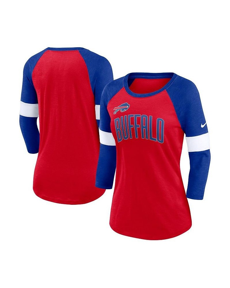 Women's Buffalo Bills Football Pride Slub 3/4 Raglan Sleeve T-shirt Heathered Red, Heathered Royal $24.20 Tops