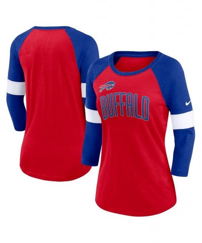 Women's Buffalo Bills Football Pride Slub 3/4 Raglan Sleeve T-shirt Heathered Red, Heathered Royal $24.20 Tops