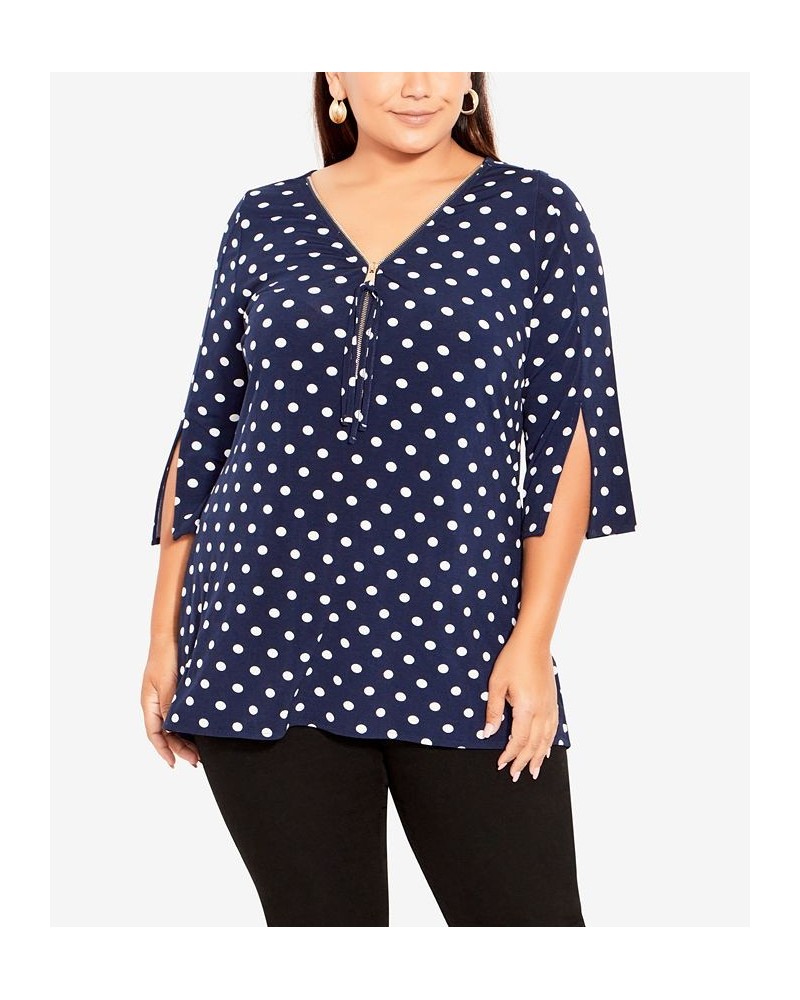 Plus Size Luella Short Sleeve Top Navy, White Spot $33.04 Tops