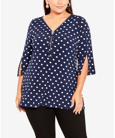 Plus Size Luella Short Sleeve Top Navy, White Spot $33.04 Tops