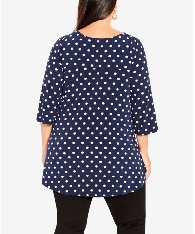 Plus Size Luella Short Sleeve Top Navy, White Spot $33.04 Tops