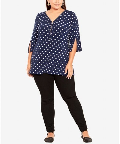 Plus Size Luella Short Sleeve Top Navy, White Spot $33.04 Tops