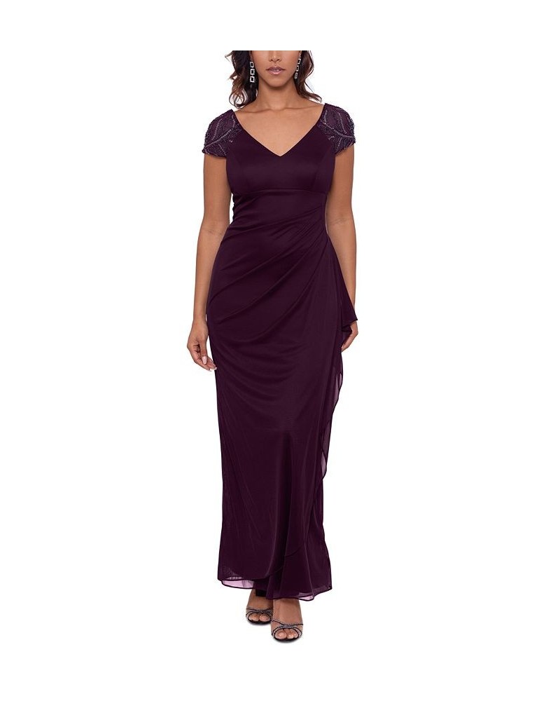 Embellished-Sleeve Gown Purple $86.94 Dresses