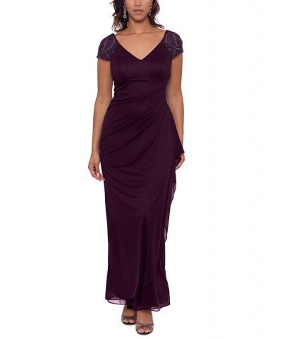 Embellished-Sleeve Gown Purple $86.94 Dresses