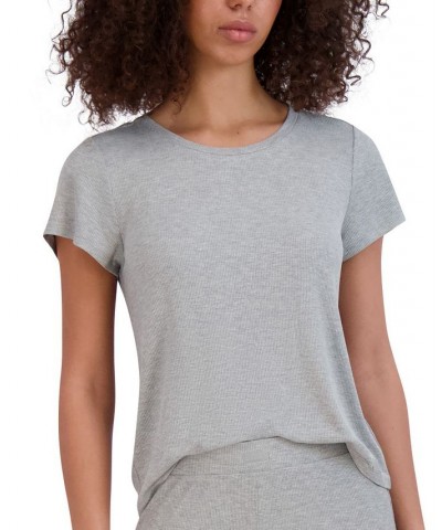 Women's Ribbed Short-Sleeve Baby Sleep Tee Gray $14.85 Sleepwear