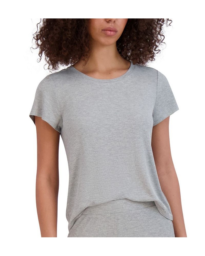 Women's Ribbed Short-Sleeve Baby Sleep Tee Gray $14.85 Sleepwear