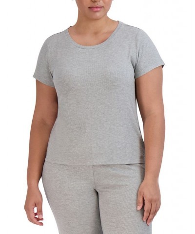 Women's Ribbed Short-Sleeve Baby Sleep Tee Gray $14.85 Sleepwear