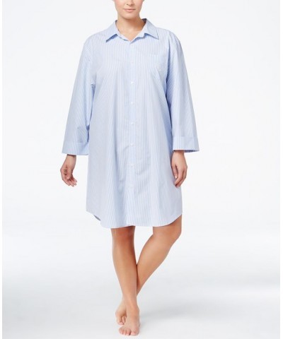 Plus Size Boyfriend Sleepshirt Blue Stripe $30.40 Sleepwear