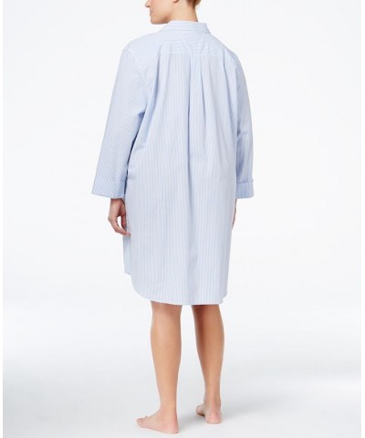 Plus Size Boyfriend Sleepshirt Blue Stripe $30.40 Sleepwear