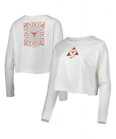 Women's White Texas Longhorns Seasonal Cropped Long Sleeve T-shirt White $29.49 Tops