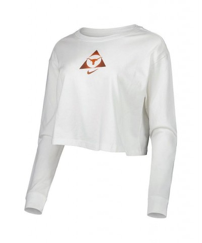 Women's White Texas Longhorns Seasonal Cropped Long Sleeve T-shirt White $29.49 Tops