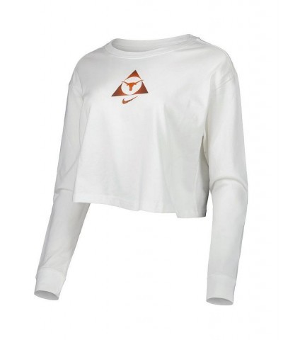 Women's White Texas Longhorns Seasonal Cropped Long Sleeve T-shirt White $29.49 Tops