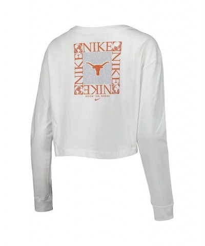 Women's White Texas Longhorns Seasonal Cropped Long Sleeve T-shirt White $29.49 Tops