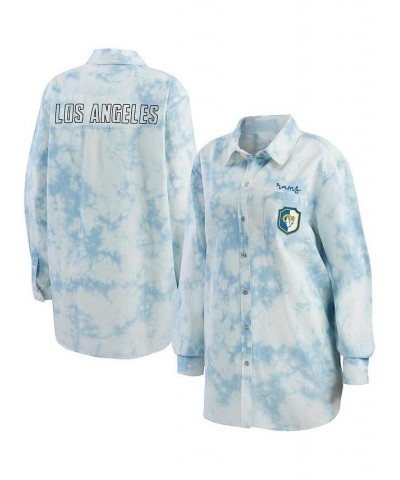 Women's Denim Los Angeles Rams Chambray Acid-Washed Long Sleeve Button-Up Shirt Denim $35.87 Tops