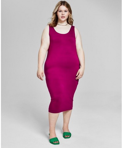 Trendy Plus Size Sleeveless Bodycon Midi Dress Purple $12.26 Dresses