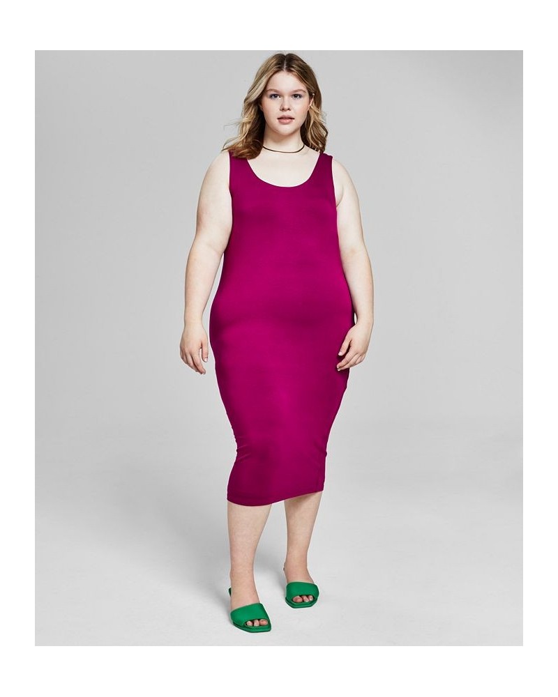 Trendy Plus Size Sleeveless Bodycon Midi Dress Purple $12.26 Dresses