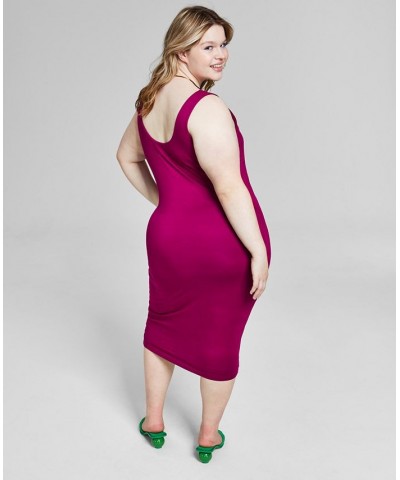 Trendy Plus Size Sleeveless Bodycon Midi Dress Purple $12.26 Dresses