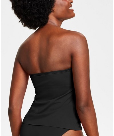 Strapless Draped Tankini Top Black $34.32 Swimsuits