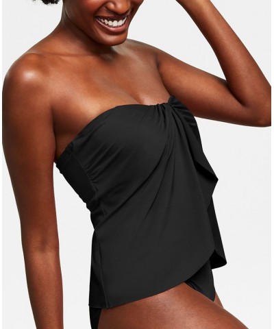 Strapless Draped Tankini Top Black $34.32 Swimsuits