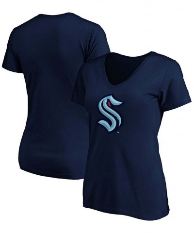 Plus Size Navy Seattle Kraken Primary Logo V-Neck T-shirt Navy $18.06 Tops