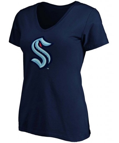 Plus Size Navy Seattle Kraken Primary Logo V-Neck T-shirt Navy $18.06 Tops