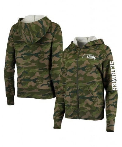 Women's Camo Seattle Seahawks Raglan Full-Zip Hoodie Camo $35.09 Sweatshirts