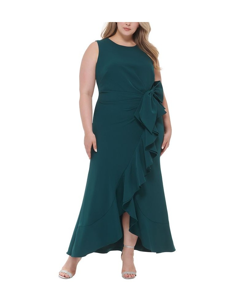 Plus Size Side-Ruffled-Bow Laguna-Crepe Sleeveless Gown Hunter $100.62 Dresses