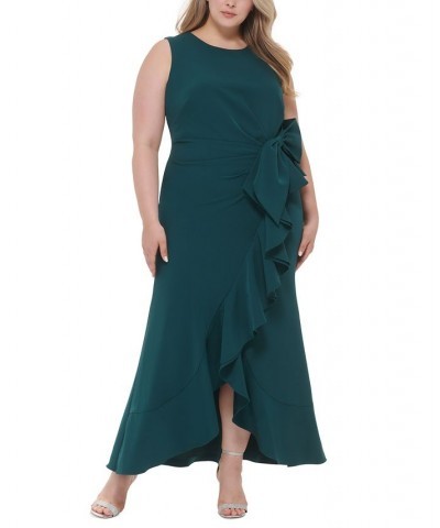 Plus Size Side-Ruffled-Bow Laguna-Crepe Sleeveless Gown Hunter $100.62 Dresses