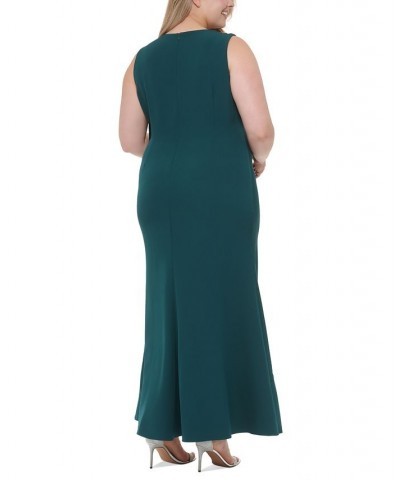 Plus Size Side-Ruffled-Bow Laguna-Crepe Sleeveless Gown Hunter $100.62 Dresses