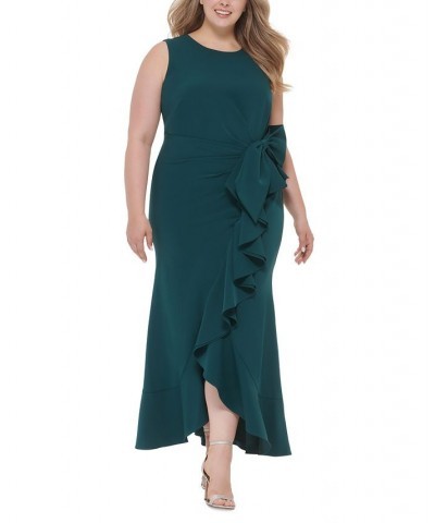 Plus Size Side-Ruffled-Bow Laguna-Crepe Sleeveless Gown Hunter $100.62 Dresses