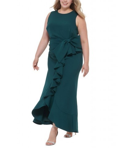 Plus Size Side-Ruffled-Bow Laguna-Crepe Sleeveless Gown Hunter $100.62 Dresses