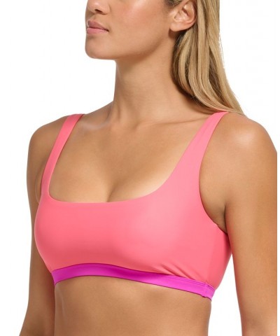 Women's Square-Neckline Colorblocked Bikini Top Punch Pink $42.90 Swimsuits