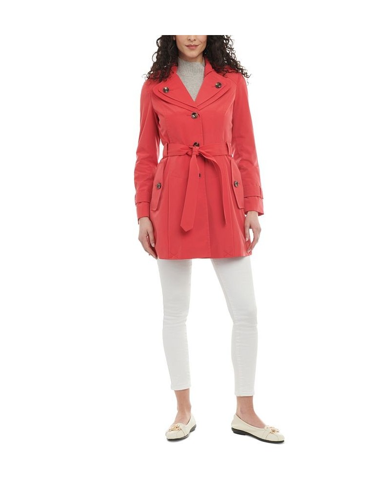 Women's Single-Breasted Belted Trench Coat Red $54.88 Coats