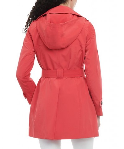 Women's Single-Breasted Belted Trench Coat Red $54.88 Coats