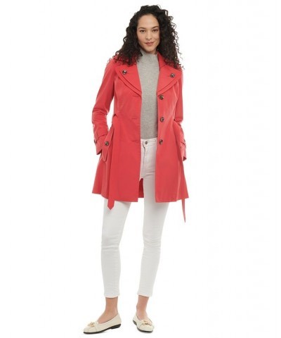 Women's Single-Breasted Belted Trench Coat Red $54.88 Coats