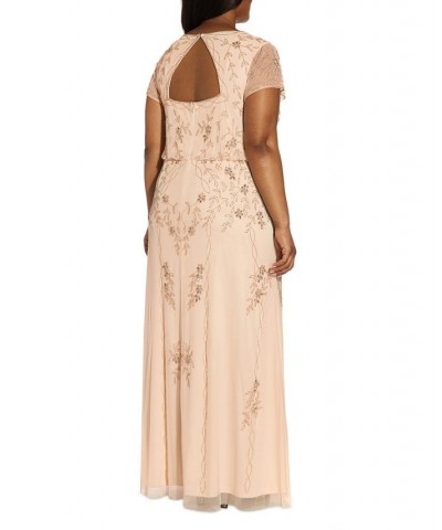 Plus Size Beaded Sweetheart-Neck Blouson Gown Pink $87.02 Dresses