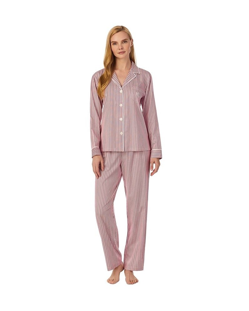 Women's Printed Notched-Collar Pajamas Set Pink $25.34 Sleepwear