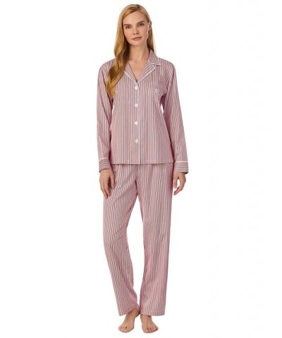 Women's Printed Notched-Collar Pajamas Set Pink $25.34 Sleepwear