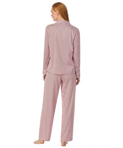 Women's Printed Notched-Collar Pajamas Set Pink $25.34 Sleepwear