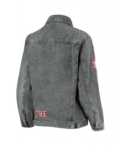 Women's Gray Ohio State Buckeyes Patches Full-Button Denim Jacket Gray $49.95 Jackets